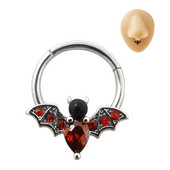 1 kom. Dizajn šišmiša CZ kristalni prsten za nos 316L nehrđajući čelik septum kliker 16G uho tragus hrskavica Daith piercing nakit 8 mm