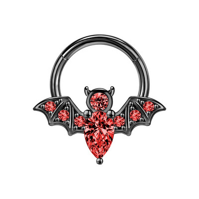 1 kom. Dizajn šišmiša CZ kristalni prsten za nos 316L nehrđajući čelik septum kliker 16G uho tragus hrskavica Daith piercing nakit 8 mm