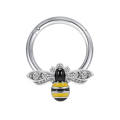 1 kom. Dizajn šišmiša CZ kristalni prsten za nos 316L nehrđajući čelik septum kliker 16G uho tragus hrskavica Daith piercing nakit 8 mm