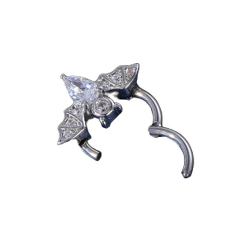 1 kom. Dizajn šišmiša CZ kristalni prsten za nos 316L nehrđajući čelik septum kliker 16G uho tragus hrskavica Daith piercing nakit 8 mm