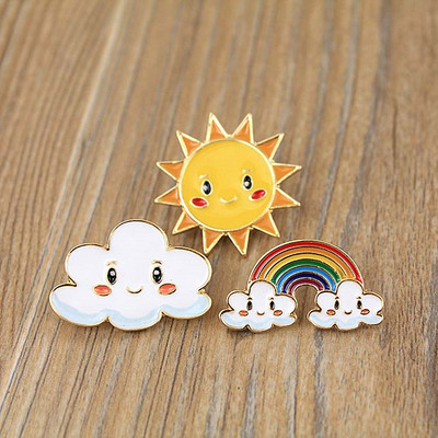 Timlee X358 Cartoon Sweet Sun Rainbow Cloud Metal Pross Pins hulgimüük