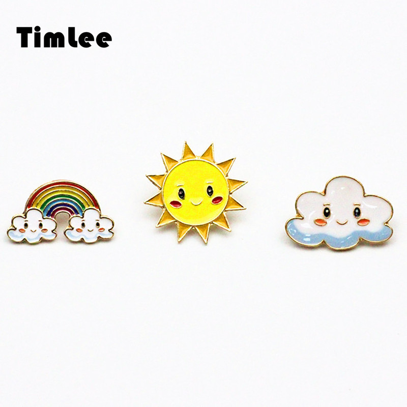 Timlee X358 Cartoon Sweet Sun Rainbow Cloud Broșă Metal Broșă Angro