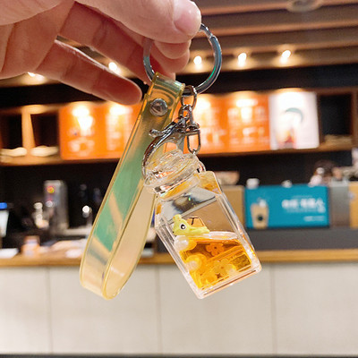 Naujas mados jūrinių gyvūnų automobilio raktų pakabukas, greitas smėlis į alyvą Drift buteliuko raktų maišelio pakabukas, puiki dovana