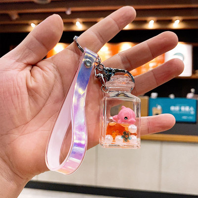 Naujas mados jūrinių gyvūnų automobilio raktų pakabukas, greitas smėlis į alyvą Drift buteliuko raktų maišelio pakabukas, puiki dovana