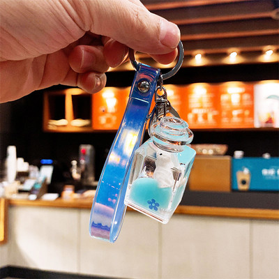 Naujas mados jūrinių gyvūnų automobilio raktų pakabukas, greitas smėlis į alyvą Drift buteliuko raktų maišelio pakabukas, puiki dovana