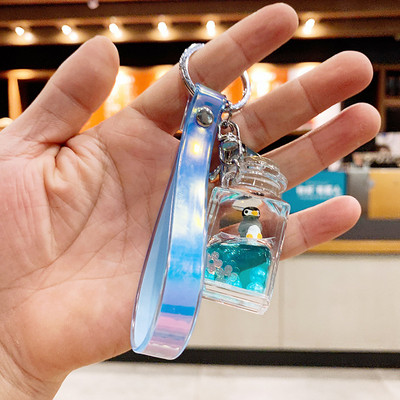 Naujas mados jūrinių gyvūnų automobilio raktų pakabukas, greitas smėlis į alyvą Drift buteliuko raktų maišelio pakabukas, puiki dovana