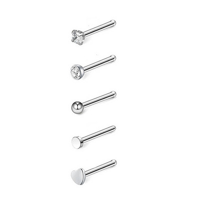 Set de inele pentru nas cu cristale din oțel inoxidabil 20G Set de inele pentru nas în formă de L Set de piercing pentru nară pentru inimă Bijuterii pentru piercing pentru corp.