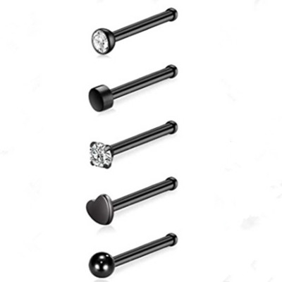 Set de inele pentru nas cu cristale din oțel inoxidabil 20G Set de inele pentru nas în formă de L Set de piercing pentru nară pentru inimă Bijuterii pentru piercing pentru corp.