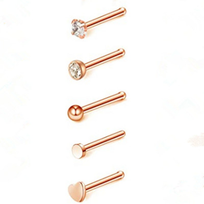 Set de inele pentru nas cu cristale din oțel inoxidabil 20G Set de inele pentru nas în formă de L Set de piercing pentru nară pentru inimă Bijuterii pentru piercing pentru corp.