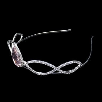 Νέο Pink Glass Teardrop Crown Bride Wedding Headdress Crystal Crown Princess Girl Hair Accessories Wedding Photography Accessori