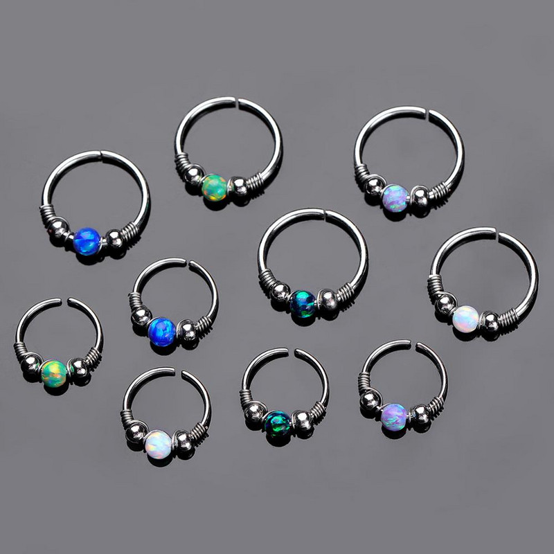 1Piece Opal Boho Inel Piercing Nas Fals Moda Faux Septum Piercing Inel Cheater Nas Cartilaj Tragus Cerceu Pircing Nariz