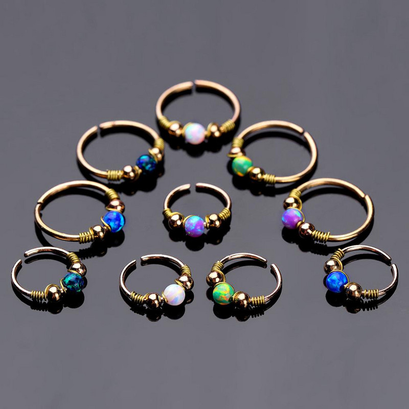1Piece Opal Boho Inel Piercing Nas Fals Moda Faux Septum Piercing Inel Cheater Nas Cartilaj Tragus Cerceu Pircing Nariz