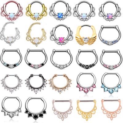 1PCS Cz Nehrđajući čelik Septum Clicker Gold Wings Nose Piercing Prsten Hoop Helix Hrskavica Naušnice Septum Piercing Nakit Tijelo