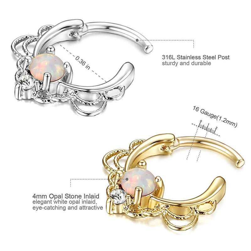 1 buc Cz din oțel inoxidabil Septum Clicker Aripi de aur Piercing nas Inel Cercei Helix Cartilaj Cercei Septum Piercing Bijuterii Corp