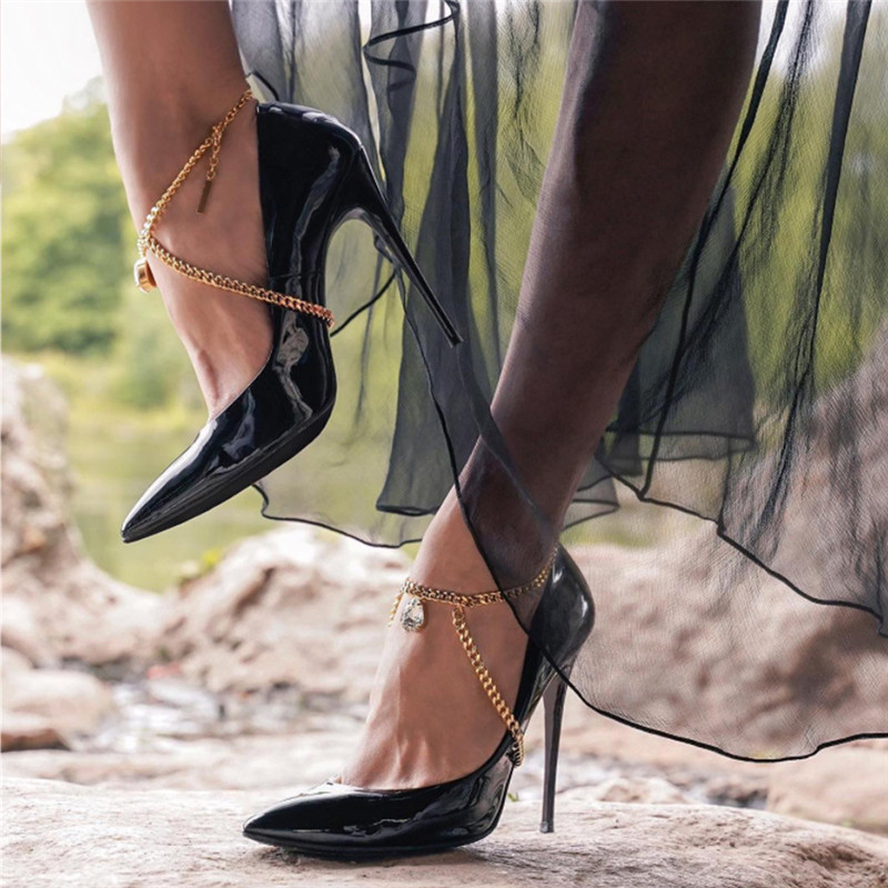 Luxusné dámske členkové náramky Huitan, kreatívne topánky na vysokom podpätku, náramok na členok s plnými trblietkami, ľadové sandále, dámske šperky