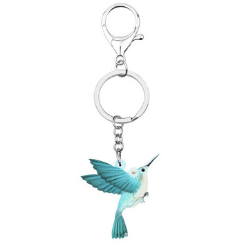 Μπρελόκ Bonsny Ακρυλικό Μπλε Κολίμπρι Lovely Animal Bird Keyring Κοσμήματα για γυναίκες Παιδικά κορίτσια Αξεσουάρ τσάντα δώρου μόδας