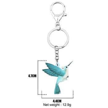 Μπρελόκ Bonsny Ακρυλικό Μπλε Κολίμπρι Lovely Animal Bird Keyring Κοσμήματα για γυναίκες Παιδικά κορίτσια Αξεσουάρ τσάντα δώρου μόδας