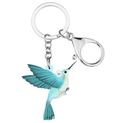 Breloc Bonsny acrilic albastru colibri, breloc cu pasăre animal minunat, bijuterii pentru femei, copii, fete, cadou, accesorii pentru geanți