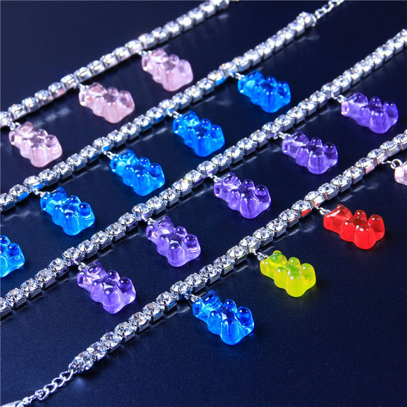 Huitan mielas spalvingas dervos meškiuko žavesio apyrankė moterims kalnų krištolinio akmens grandinėlė kulkšnies apyrankė madingi kojų aksesuarai vakarėliui karšti papuošalai