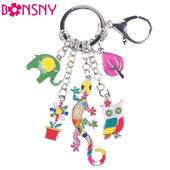 Bonsny 2016 Smaltovaná zliatina Gecko Jašterica Sova Slon Zliatinový prívesok na kľúče pre ženy Dievčenská taška Prívesok na kľúče Kovové šperky Príslušenstvo