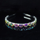 Luxusná 3-farebná oválna krištáľová čelenka s trblietavým kamienkom, baroková strieborná čelenka, módne dámske vlasové doplnky