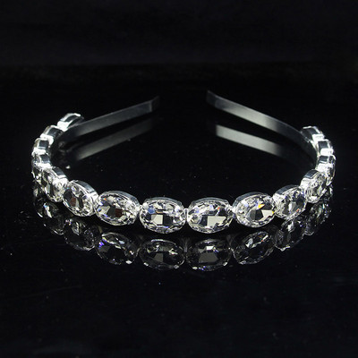 Luxusná 3-farebná oválna krištáľová čelenka s trblietavým kamienkom, baroková strieborná čelenka, módne dámske vlasové doplnky