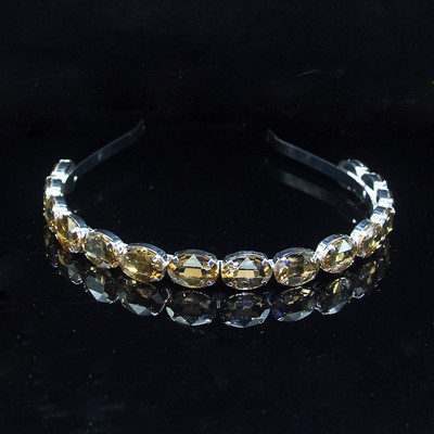 Luxusná 3-farebná oválna krištáľová čelenka s trblietavým kamienkom, baroková strieborná čelenka, módne dámske vlasové doplnky