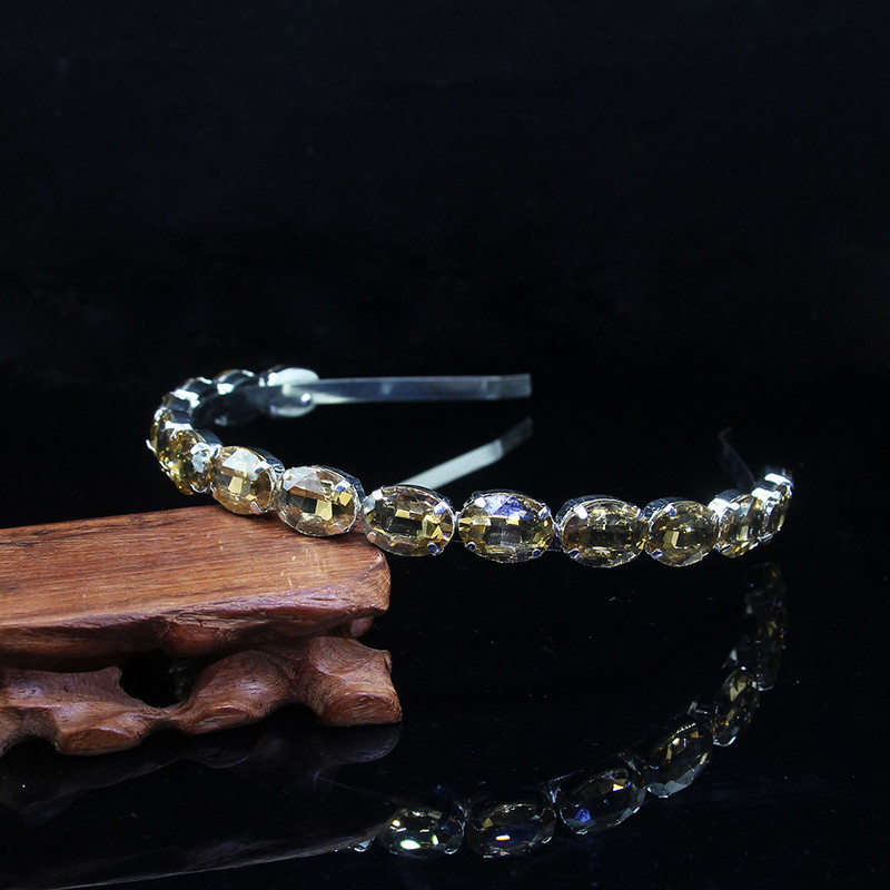 Luxusná 3-farebná oválna krištáľová čelenka s trblietavým kamienkom, baroková strieborná čelenka, módne dámske vlasové doplnky