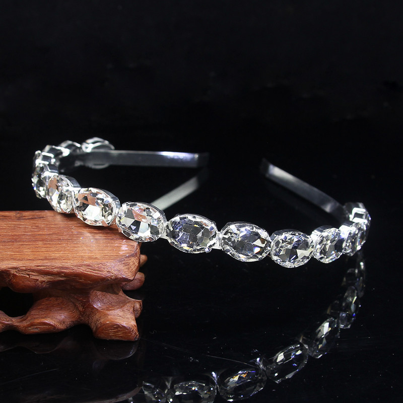 Luxusná 3-farebná oválna krištáľová čelenka s trblietavým kamienkom, baroková strieborná čelenka, módne dámske vlasové doplnky