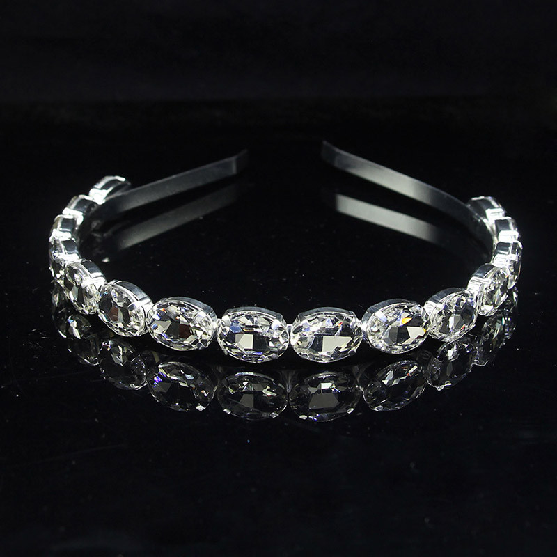 Luxusná 3-farebná oválna krištáľová čelenka s trblietavým kamienkom, baroková strieborná čelenka, módne dámske vlasové doplnky