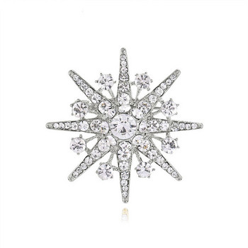 Xingyunday Rhinestone Star Brooch Sparkling Crystal Snowflake Lapel Pin Модни бижута Брошки за жени Коледен подарък