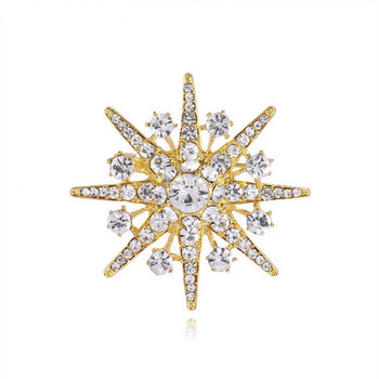 Xingyunday Rhinestone Star Brooch Sparkling Crystal Snowflake Lapel Pin Модни бижута Брошки за жени Коледен подарък