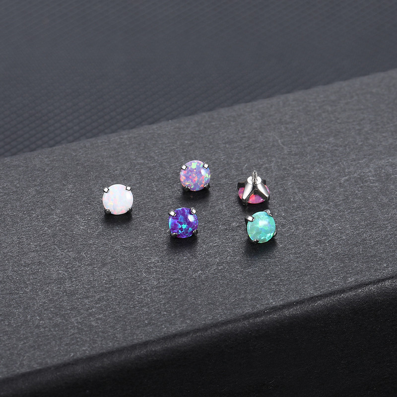 Set de gheare de titan 1PC Ancoră dermică Opal Capete cu filet intern pentru Helix Daith Sprâncene Nas Buze Cercei Piercing Bijuterii