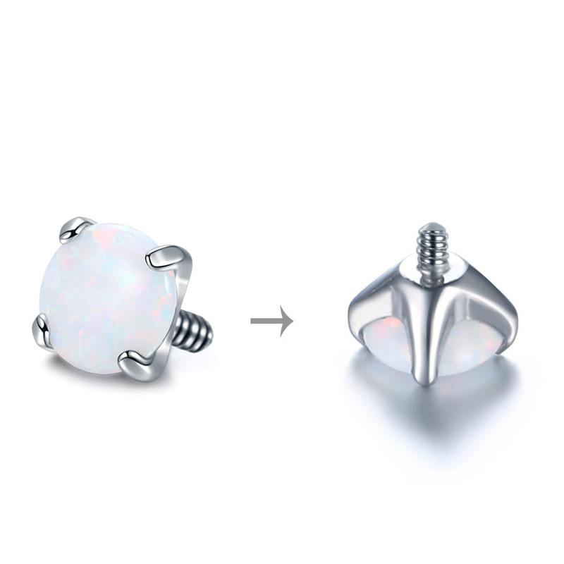 Set de gheare de titan 1PC Ancoră dermică Opal Capete cu filet intern pentru Helix Daith Sprâncene Nas Buze Cercei Piercing Bijuterii