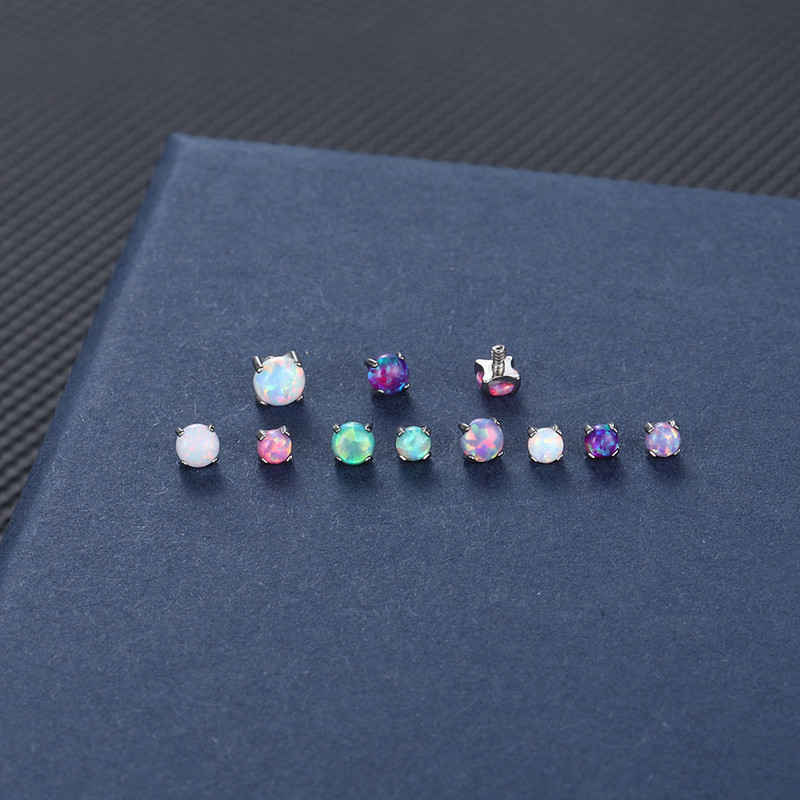 Set de gheare de titan 1PC Ancoră dermică Opal Capete cu filet intern pentru Helix Daith Sprâncene Nas Buze Cercei Piercing Bijuterii
