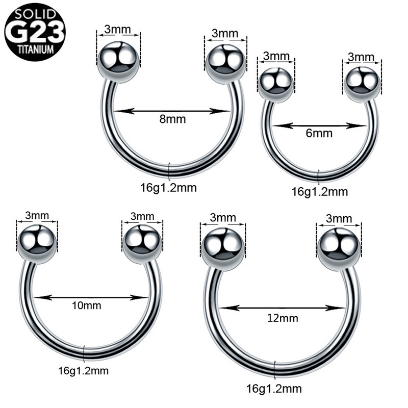 10 buc/lot cercei cu cerc de titan inel pentru nas Piercing pentru sept bară ureche cartilaj tragus helix buză BCR bijuterii cu mreană circulară 16G