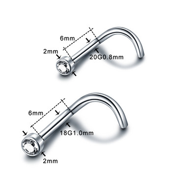 20 бр./лот G23 титаниеви шипове за нос, пиърсинг, кристален нос, винт, плоски CZ обеци за ноздри, пиърсинг, нариз, бижута, пръстени за нос 20G 18G
