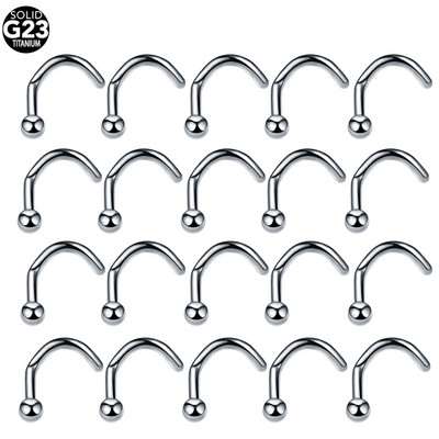 20 buc/lot G23 titan crampoane nas Piercing cristal naz șurub plat CZ nară cercei piercing Nariz bijuterii inele nas 20G 18G