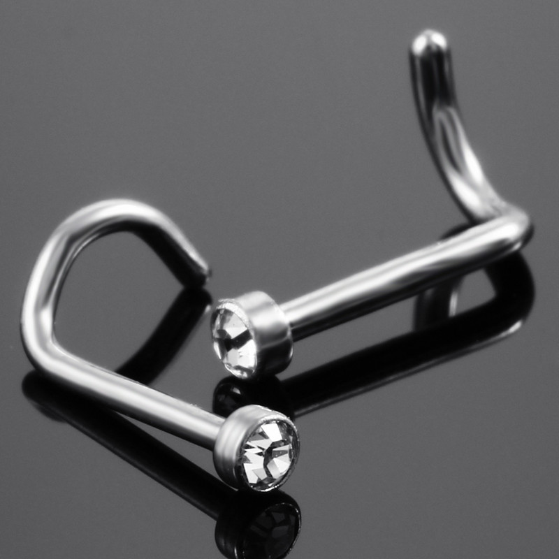 20 buc/lot G23 titan crampoane nas Piercing cristal naz șurub plat CZ nară cercei piercing Nariz bijuterii inele nas 20G 18G