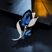 Broșă cu flori de lalele din cristal de modă, corsaj feminin, petrecere, nuntă, eșarfă, broșe, accesorii