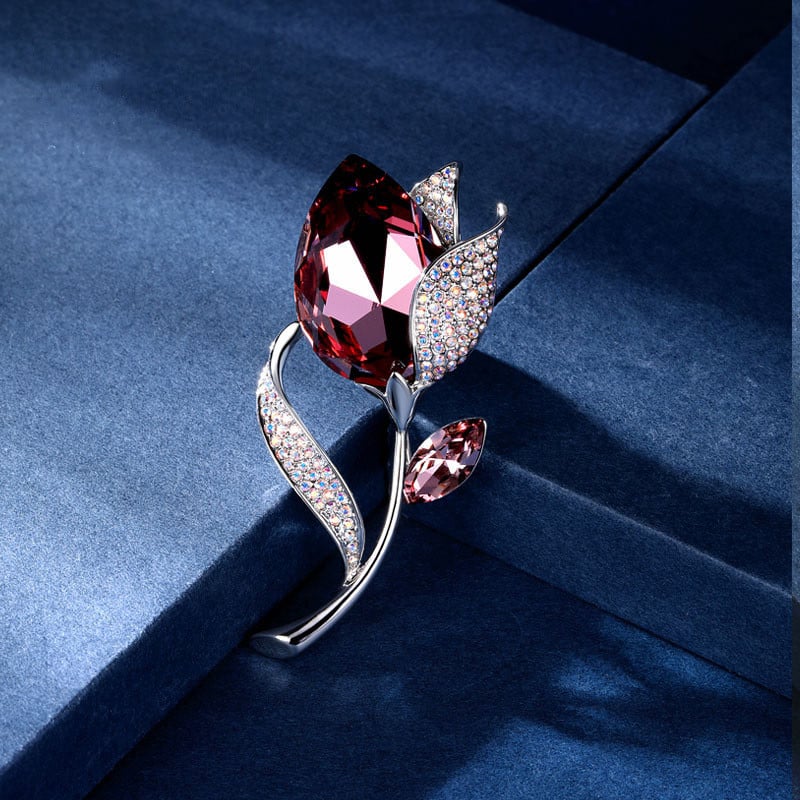 Broșă cu flori de lalele din cristal de modă, corsaj feminin, petrecere, nuntă, eșarfă, broșe, accesorii