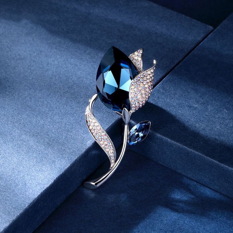 Broșă cu flori de lalele din cristal de modă, corsaj feminin, petrecere, nuntă, eșarfă, broșe, accesorii