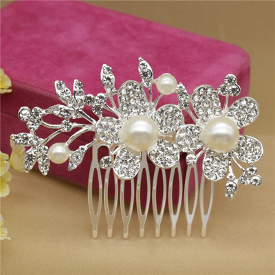 Accesorii De Par Mireasa Argintiu Tiara Strasuri Perla Pieptene De Par Artizanat Accesorii De Par De Logodna Nunta