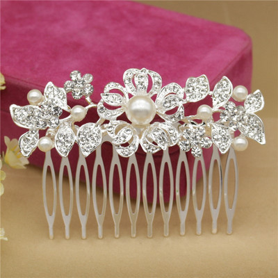 Accesorii De Par Mireasa Argintiu Tiara Strasuri Perla Pieptene De Par Artizanat Accesorii De Par De Logodna Nunta