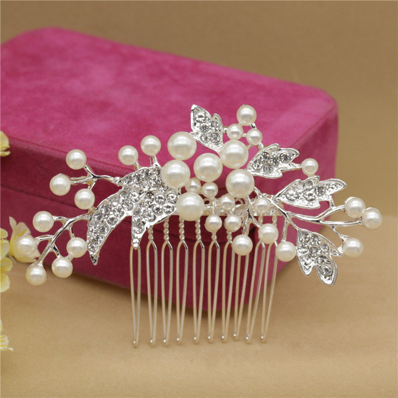 Accesorii De Par Mireasa Argintiu Tiara Strasuri Perla Pieptene De Par Artizanat Accesorii De Par De Logodna Nunta