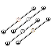 Divat 1PC G23 Titanium Crystal Gem ipari súlyzó fülbevaló piercing színes súlyzó test piercing ékszer 14g