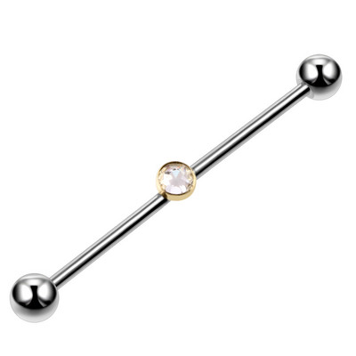 Divat 1PC G23 Titanium Crystal Gem ipari súlyzó fülbevaló piercing színes súlyzó test piercing ékszer 14g