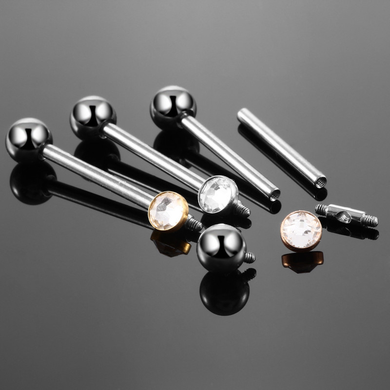 Divat 1PC G23 Titanium Crystal Gem ipari súlyzó fülbevaló piercing színes súlyzó test piercing ékszer 14g