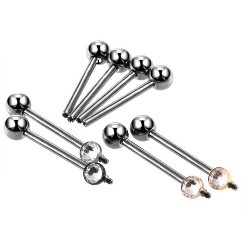 Divat 1PC G23 Titanium Crystal Gem ipari súlyzó fülbevaló piercing színes súlyzó test piercing ékszer 14g