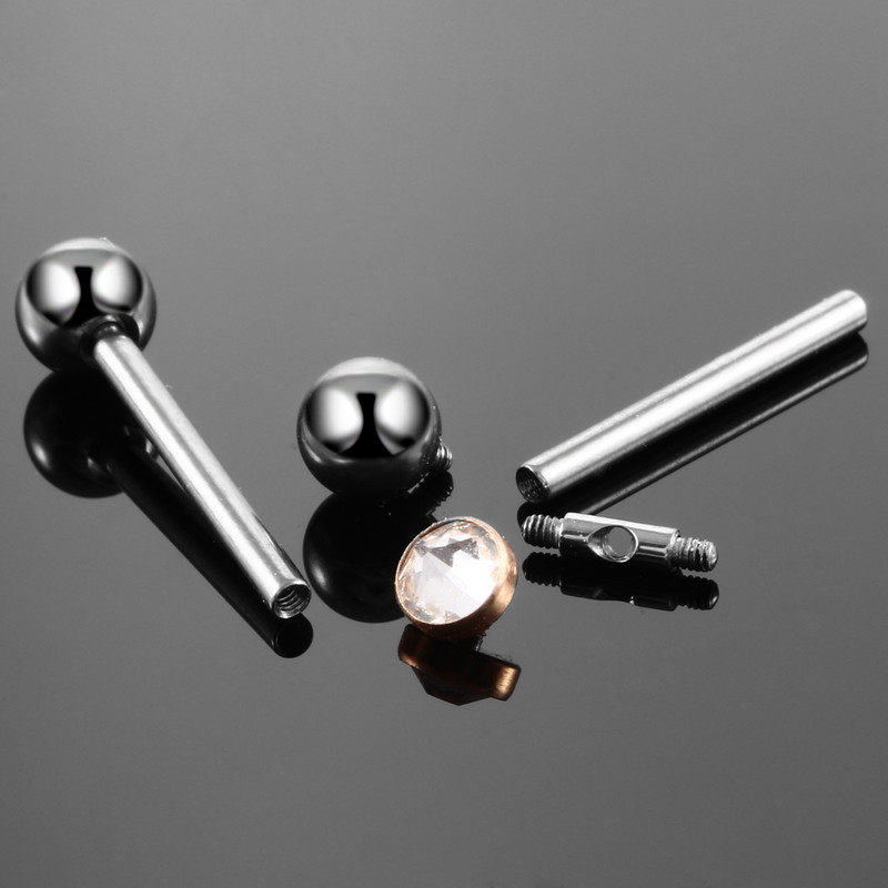 Divat 1PC G23 Titanium Crystal Gem ipari súlyzó fülbevaló piercing színes súlyzó test piercing ékszer 14g